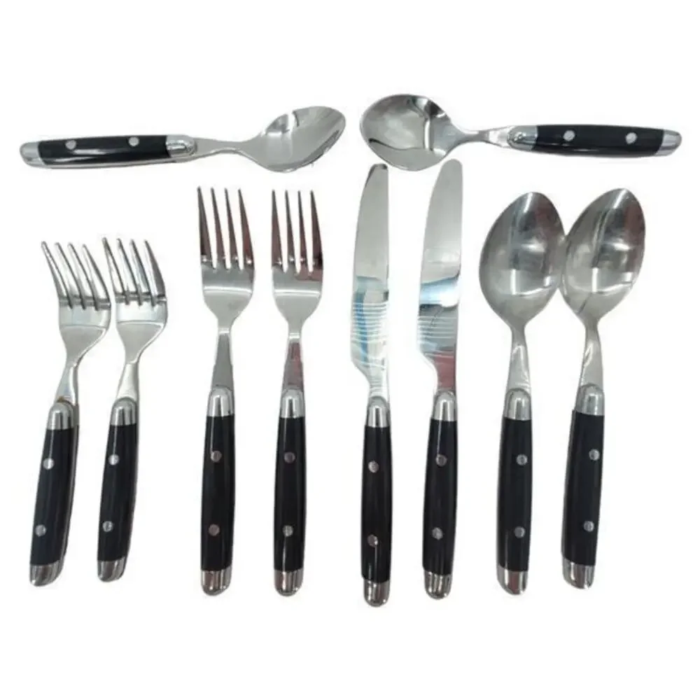 Cambridge Silversmiths Jubilee Black Handle Flatware Set Service for 2 2-2